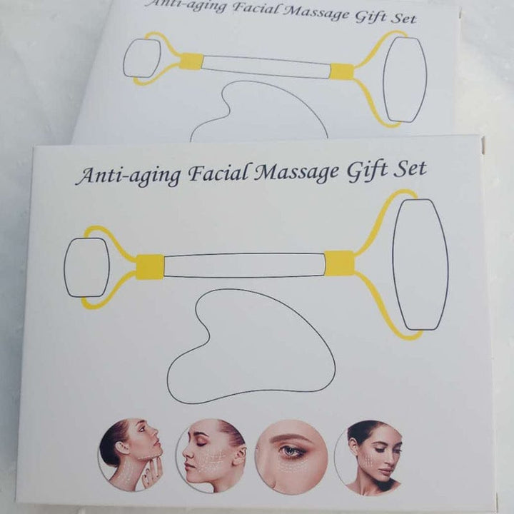 Natural Powder Crystal Jade Roller Beauty Face-lifting Double-head Massager BENNYS