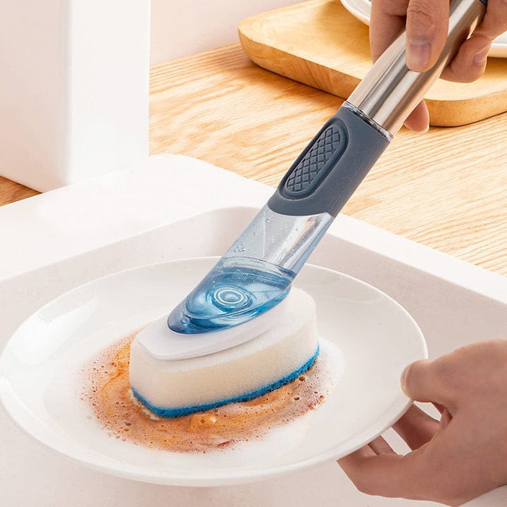 New Multifunctional Dish Brush Household Kitchen Oily Sponge Long Handle Cleaning Brush BENNYS