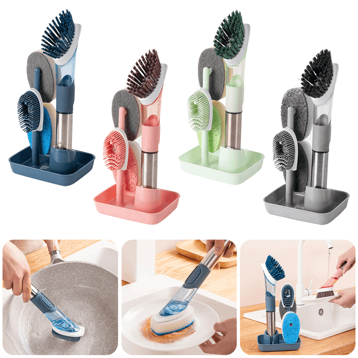 New Multifunctional Dish Brush Household Kitchen Oily Sponge Long Handle Cleaning Brush BENNYS