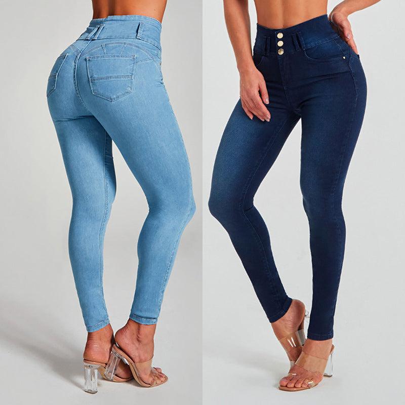 High Waist Jeans Women's Skinny Trousers Hip Lifting Pants-pants-Bennys Beauty World