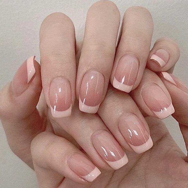 Oblique French Simple Wearing Manicure Finished Fake Nails BENNYS