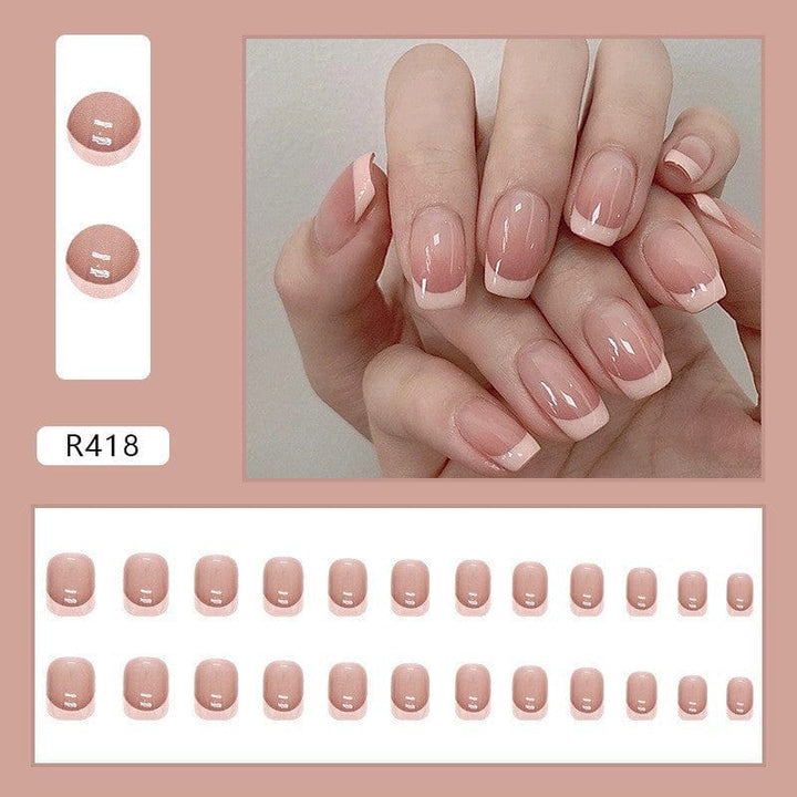 Oblique French Simple Wearing Manicure Finished Fake Nails BENNYS