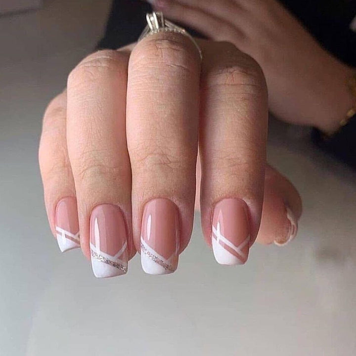 Oblique French Simple Wearing Manicure Finished Fake Nails BENNYS