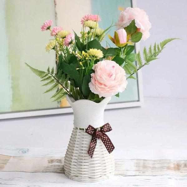 Plastic Simulation Rattan Basket Dried Flower Vases  For Home Decor BENNYS