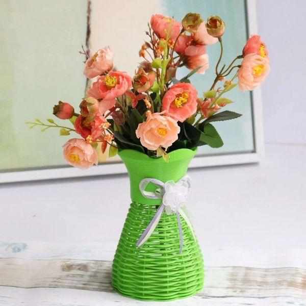 Plastic Simulation Rattan Basket Dried Flower Vases  For Home Decor BENNYS