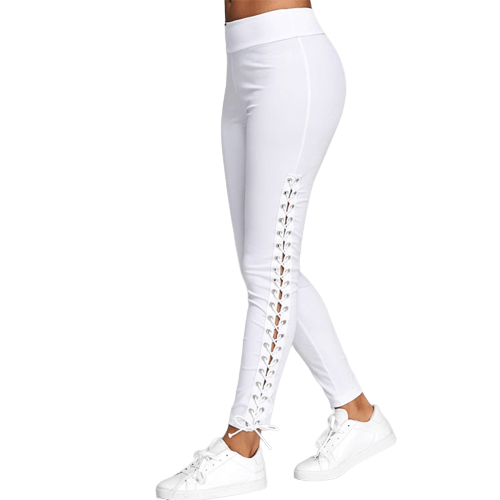 Casual Fitness Leggings Plus Size S-3XL Lace Up Grommet Leggings Skinny  Leggings Women Pencil Pants