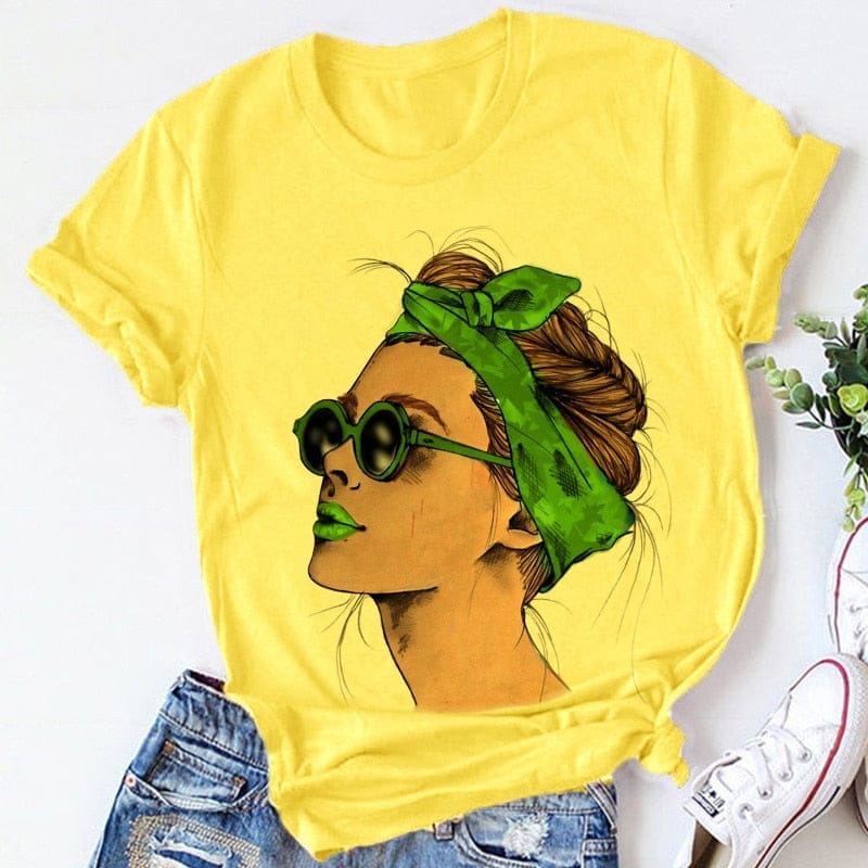 Plus Size T shirt Women Summer Vogue Print Ladies Casual T Shirt