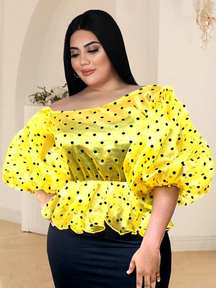 Plus size yellow off the best sale shoulder top