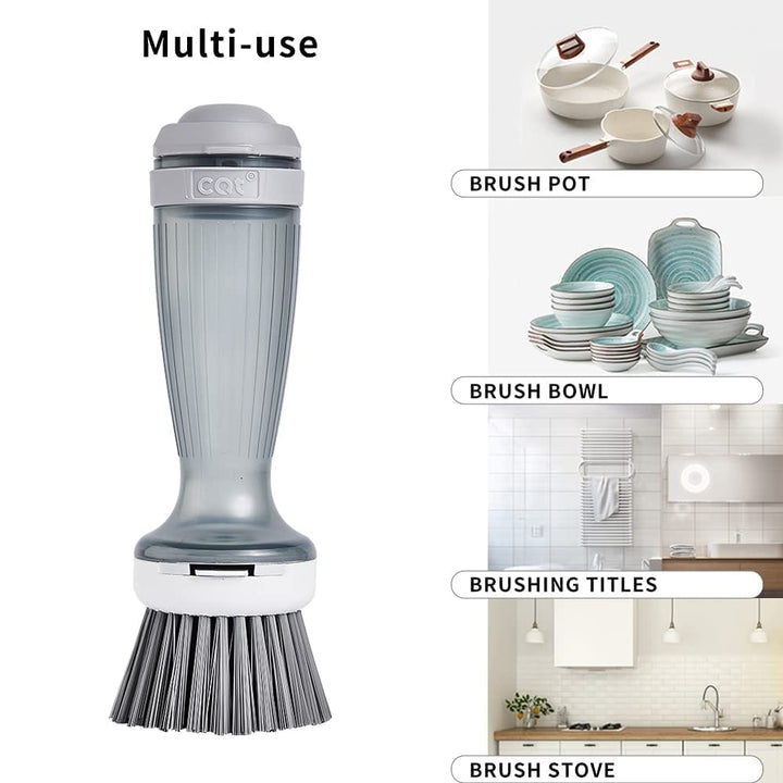 Pot Brush Dish Scrub Brush With Soap Dispenser Kitchen Brush 2 Refills BENNYS