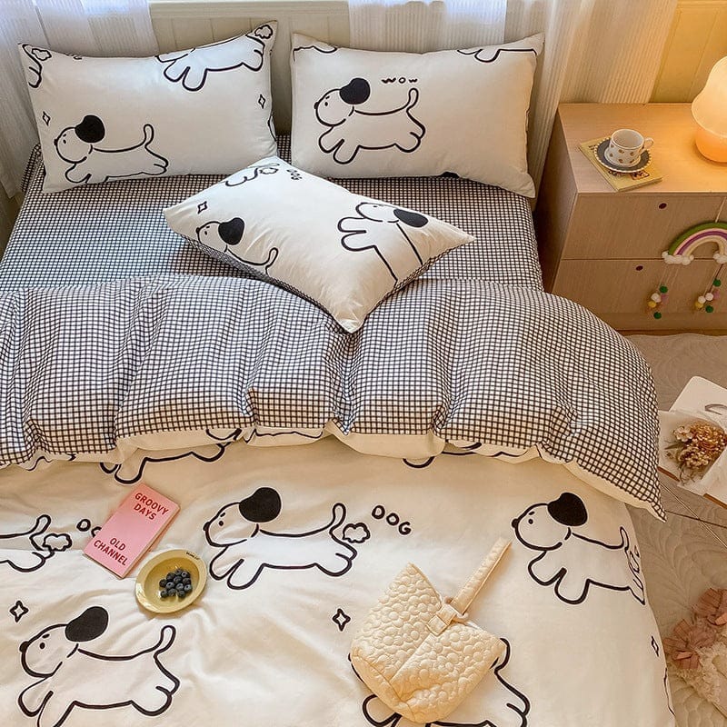 Printed Cartoon Girl  Quilt Cover Cotton Four-piece Bed Sheet BENNYS