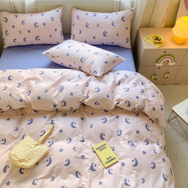 Printed Cartoon Girl  Quilt Cover Cotton Four-piece Bed Sheet BENNYS