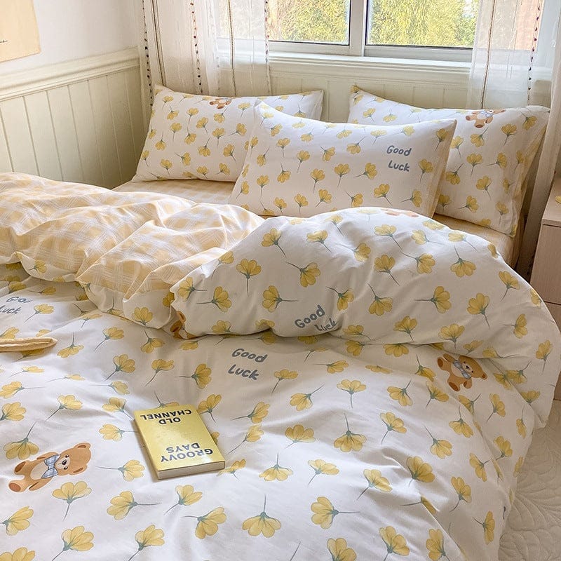 Printed Cartoon Girl  Quilt Cover Cotton Four-piece Bed Sheet BENNYS