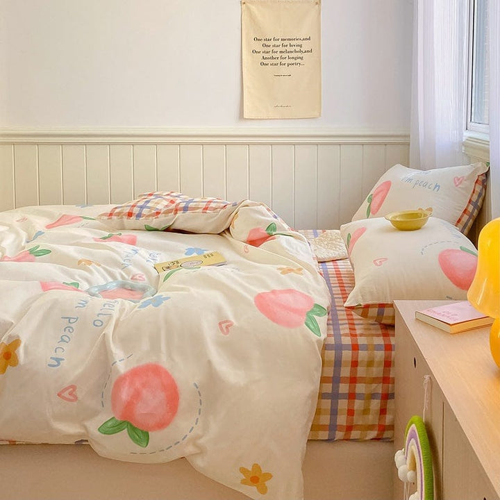 Printed Cartoon Girl  Quilt Cover Cotton Four-piece Bed Sheet BENNYS