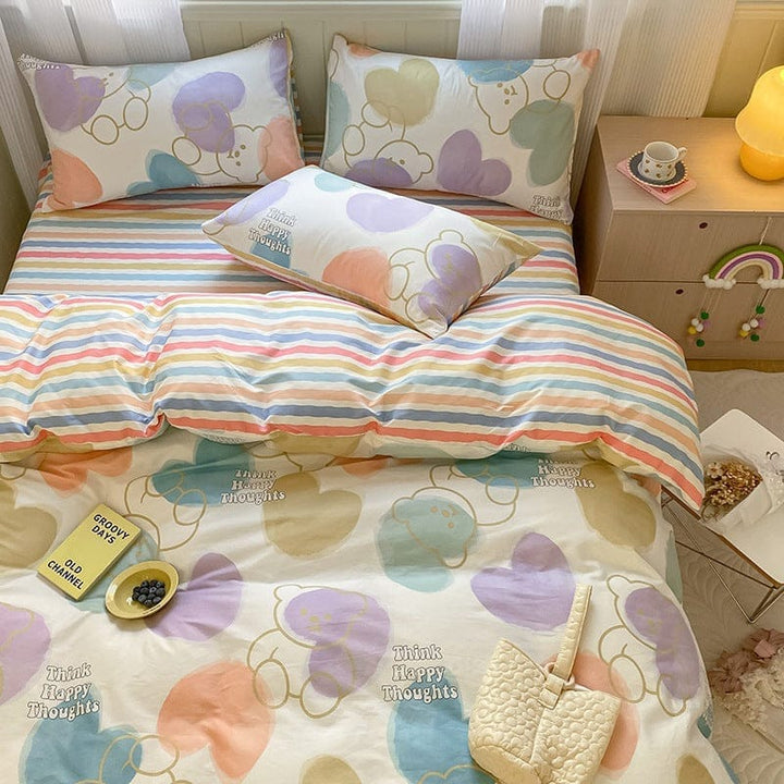 Printed Cartoon Girl  Quilt Cover Cotton Four-piece Bed Sheet BENNYS
