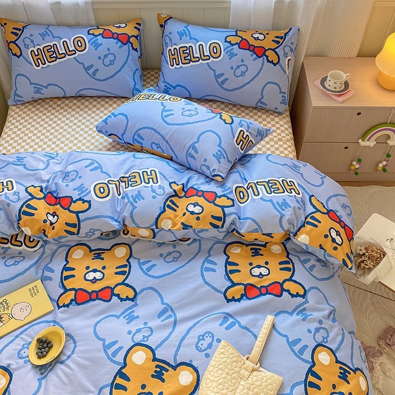 Printed Cartoon Girl  Quilt Cover Cotton Four-piece Bed Sheet BENNYS