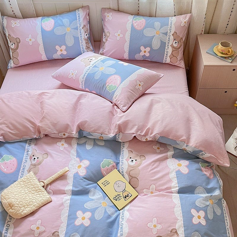 Printed Cartoon Girl  Quilt Cover Cotton Four-piece Bed Sheet BENNYS