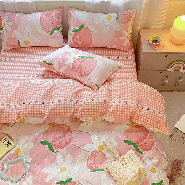 Printed Cartoon Girl  Quilt Cover Cotton Four-piece Bed Sheet BENNYS