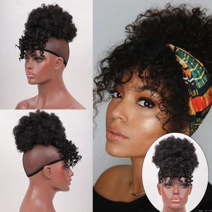 Queen Braid Short Kinky Curly Synthetic Hair With Bangs BENNYS