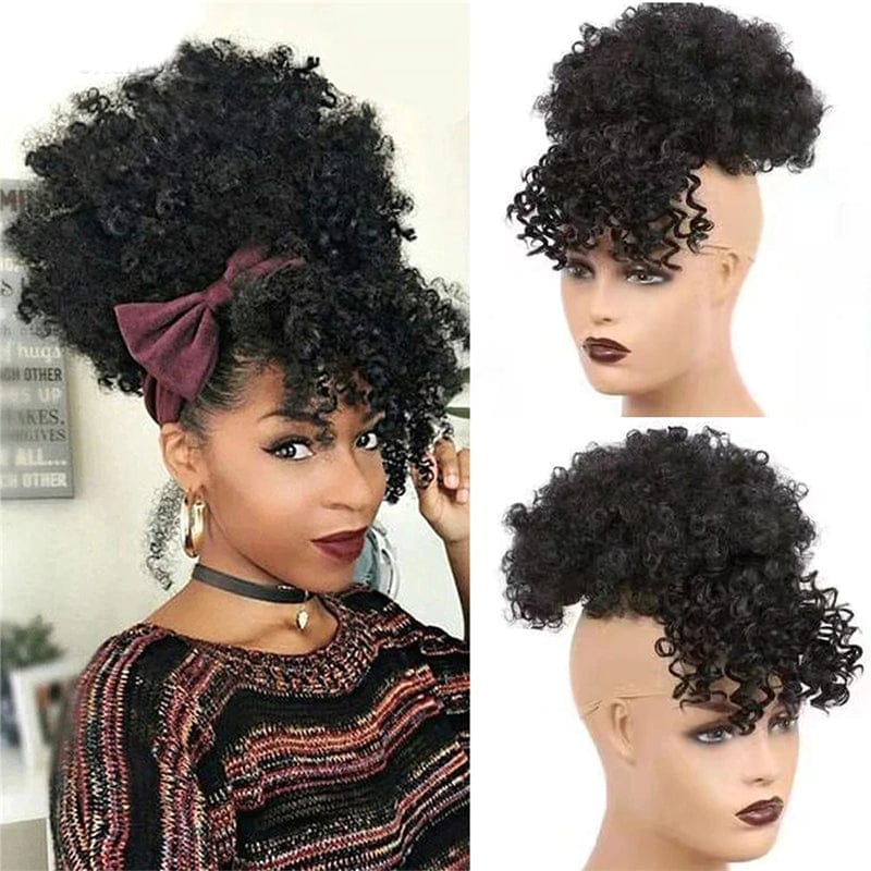 Queen Braid Short Kinky Curly Synthetic Hair With Bangs BENNYS