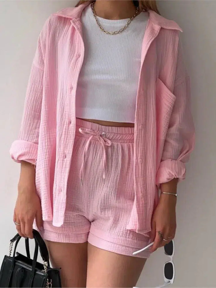 Women's Two-piece Set Paired With Short Clothing Casual Retro Street Style