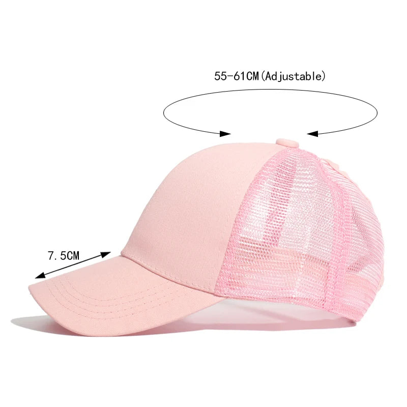 Ponytail Baseball Cap Summer Women  Adjustable Simple Fashionable  Cap