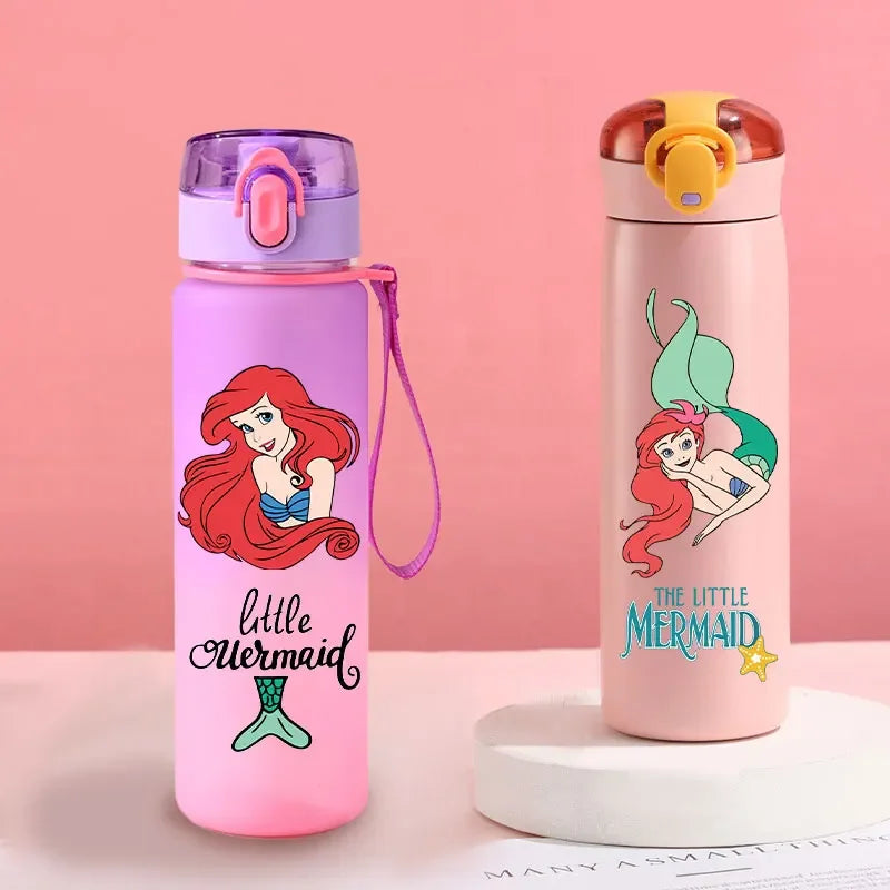 560ml Gradient Cup Little Mermaid Pink Series & 460ml Plastic Cup