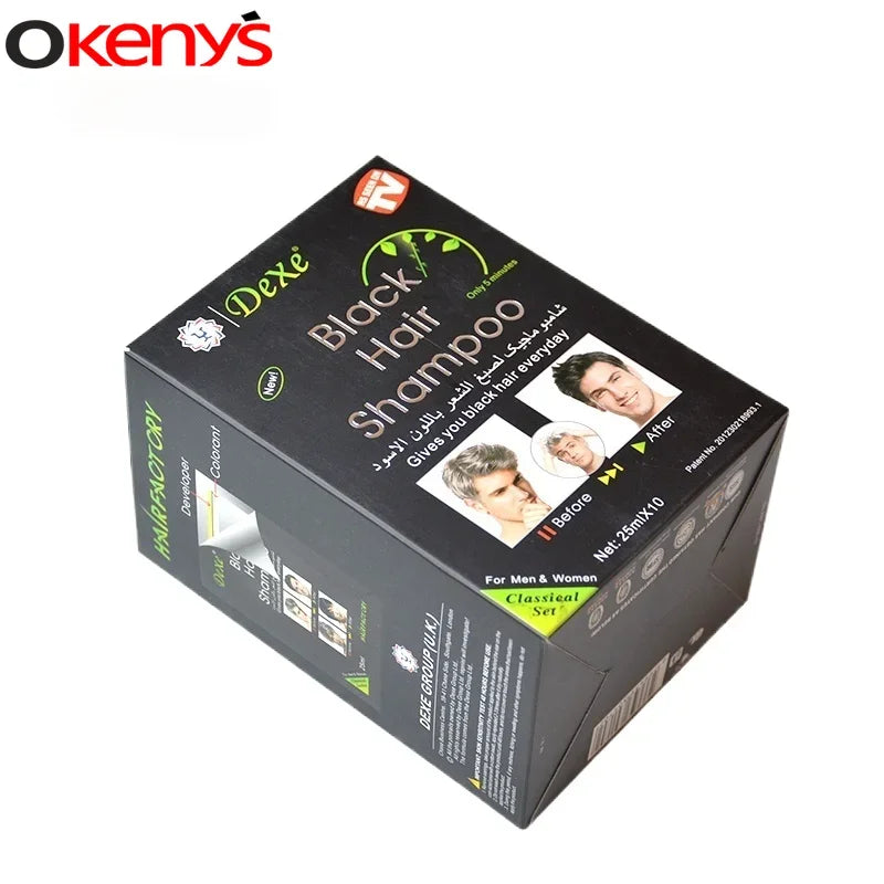 10pcs/lot Dexe Black Hair Dye Shampoo Only