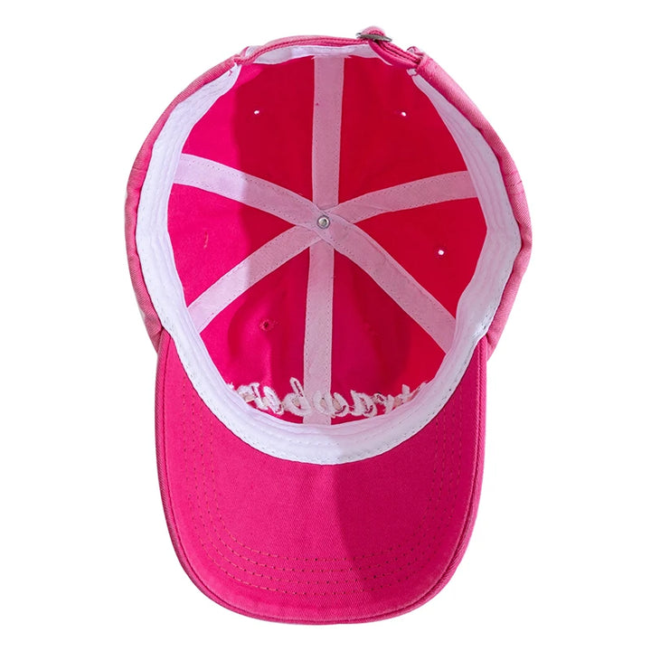 Women Washed Cotton Cap Strawberry Embroidery Baseball Cap