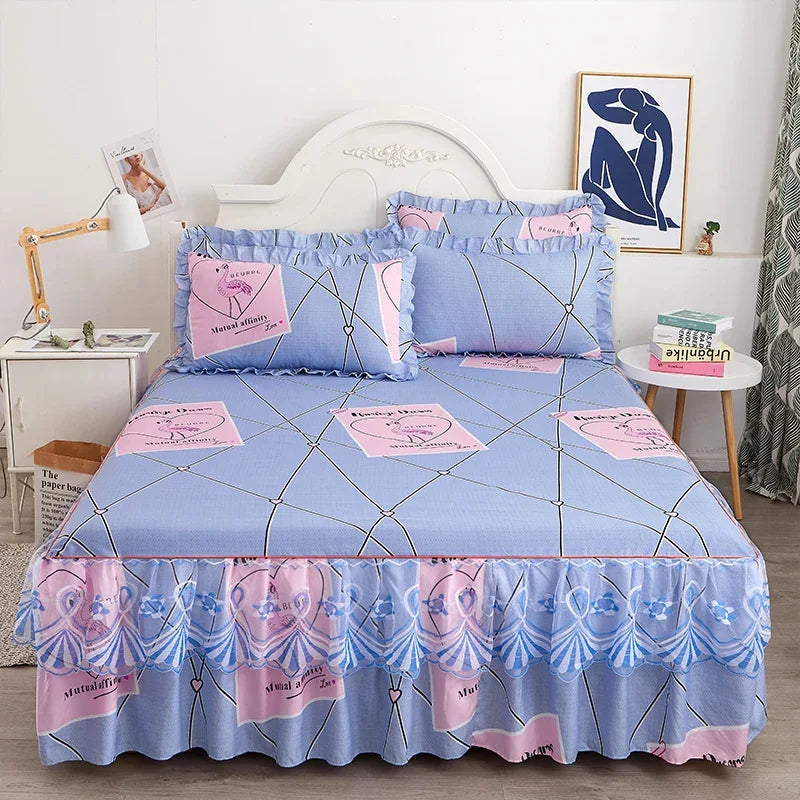 1PC Printed Bedding Set Soft Bed Skirt Bedspread Full Twin Queen King Size Bed Sheet