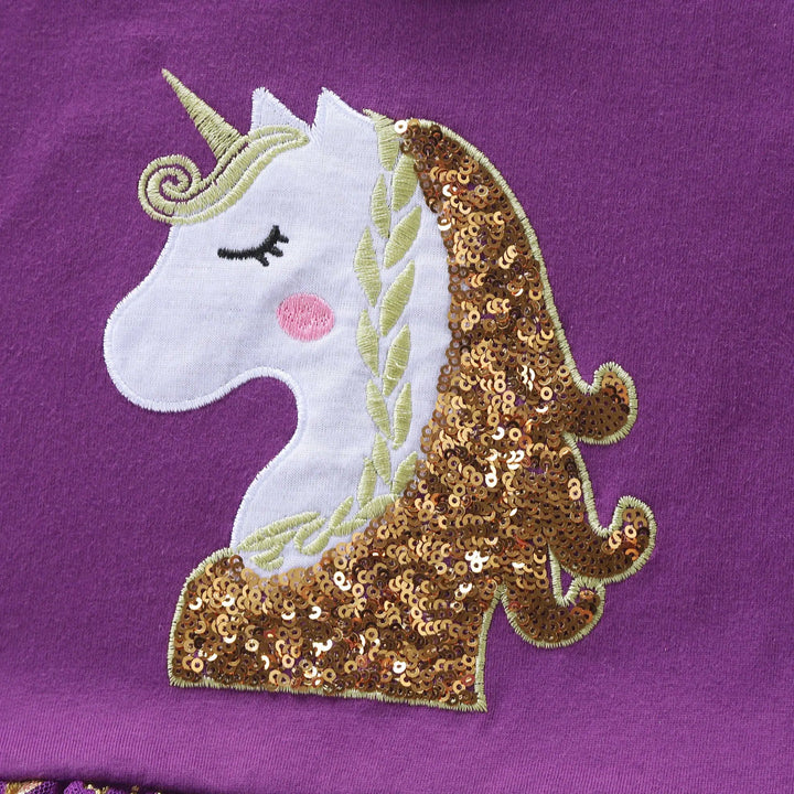 Girls Long Sleeve Mesh Cartoon Unicorn Dress-Dresses-Bennys Beauty World
