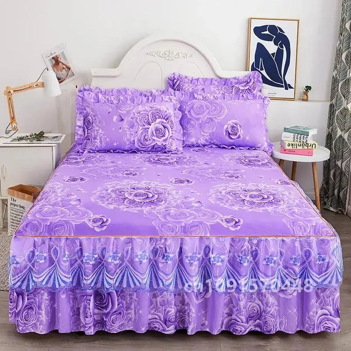 1PC Printed Bedding Set Soft Bed Skirt Bedspread Full Twin Queen King Size Bed Sheet