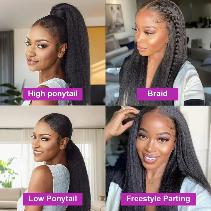 Full 360 Hd Lace Front Wig Kinky Yaki Straight HD Transparent Lace Front Wig