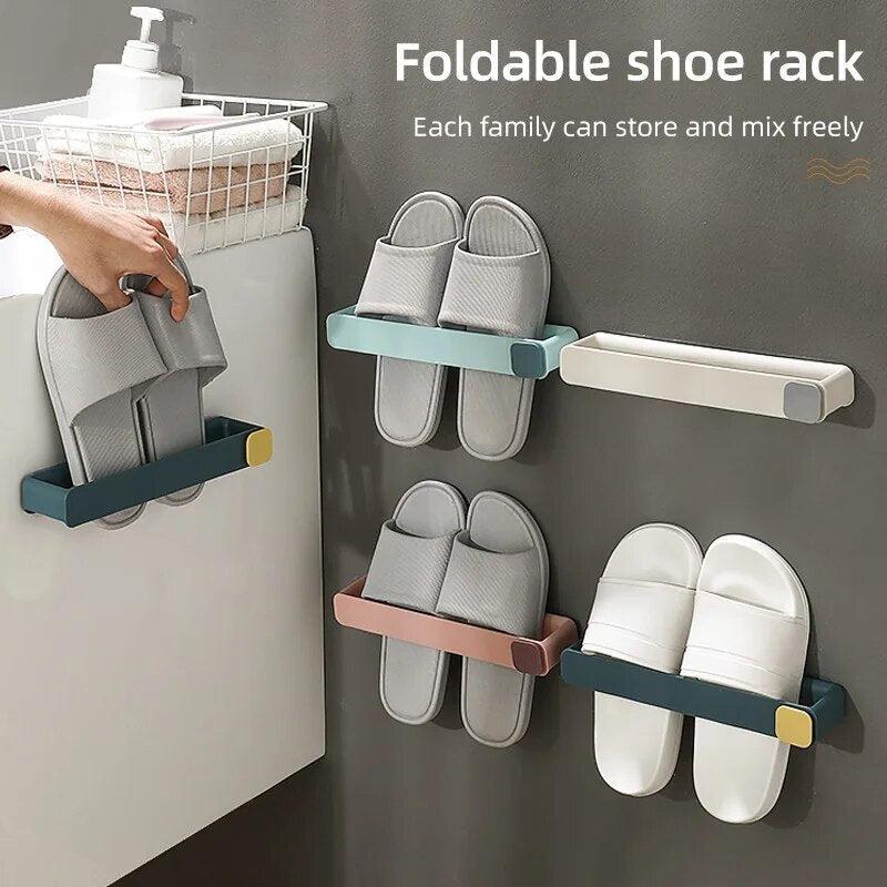 Wall Mounted Punchfree Bathroom Slipper Shelf-Storage Hooks & Racks-Arlik interiors