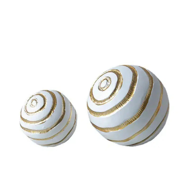 Resin Crafts White Gold Striped Balls Decor-Decor-Arlik interiors