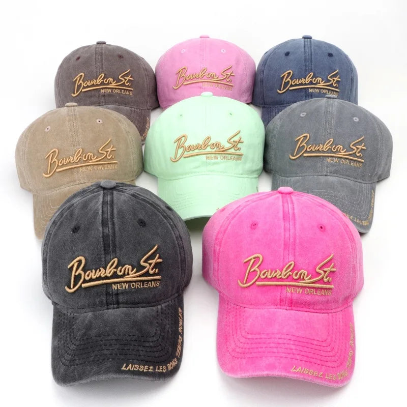 Unisex Washed Denim Baseball Caps Letter Embroidery Cap