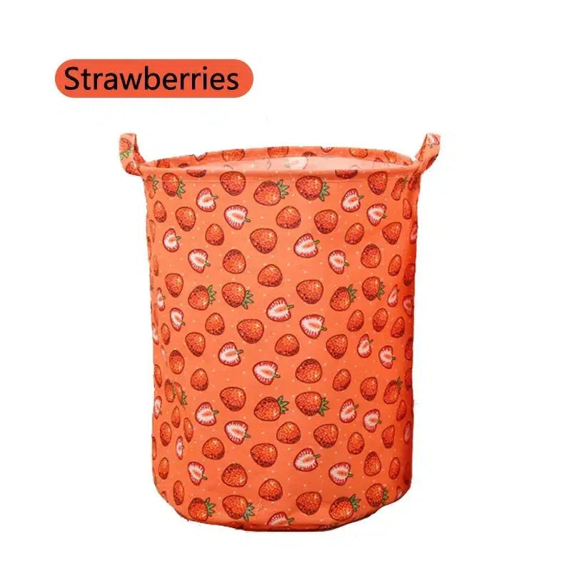 Cotton Linen Dirty Laundry Basket Foldable Round Waterproof Organizer Bags-bag-Bennys Beauty World