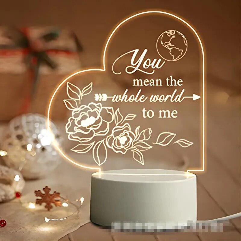 Gift for Girlfriend Boyfriend 3D Hologram Lamp USB Acrylic Lights Romantic Love Gift Anniversary Present Valentines Day Gift-Arlik interiors