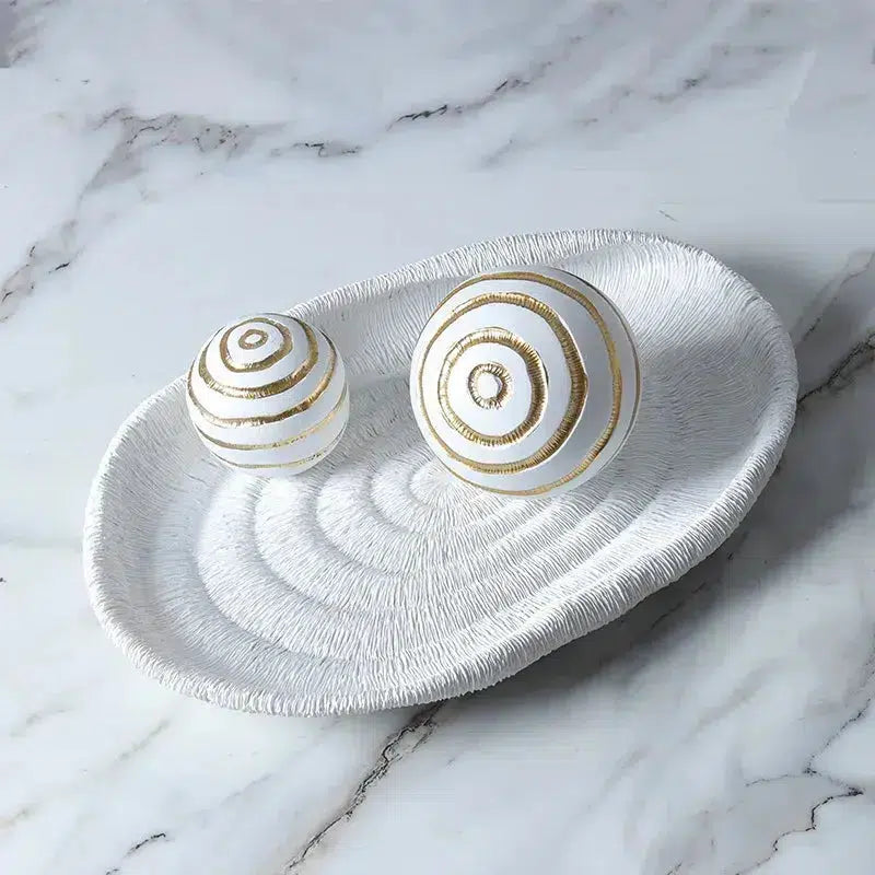 Resin Crafts White Gold Striped Balls Decor-Decor-Arlik interiors