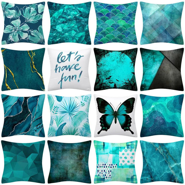 Teal Blue And Green Geometric Pillow Cover Sofa-Cushion cover-Arlik interiors