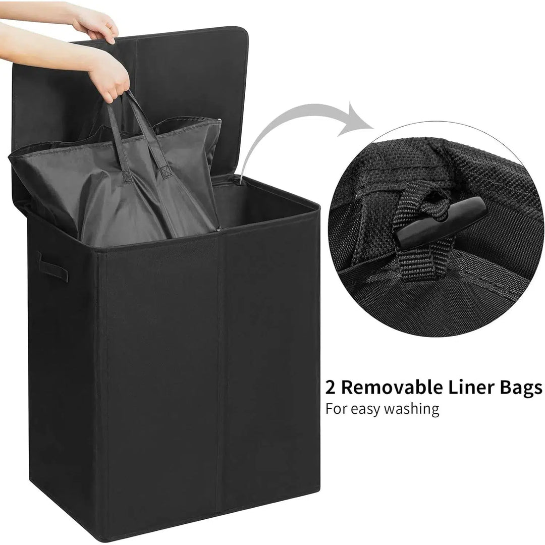 Double Laundry Hamper with Lid and Removable Laundry Bags