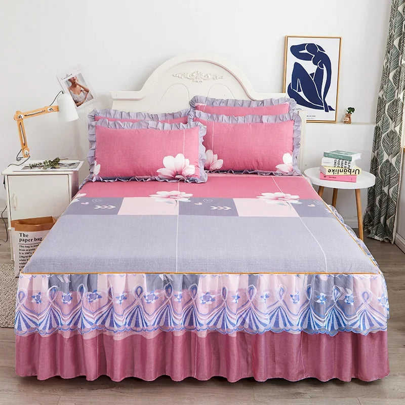 1PC Printed Bedding Set Soft Bed Skirt Bedspread Full Twin Queen King Size Bed Sheet
