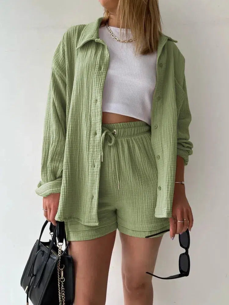 Women's Two-piece Set Paired With Short Clothing Casual Retro Street Style