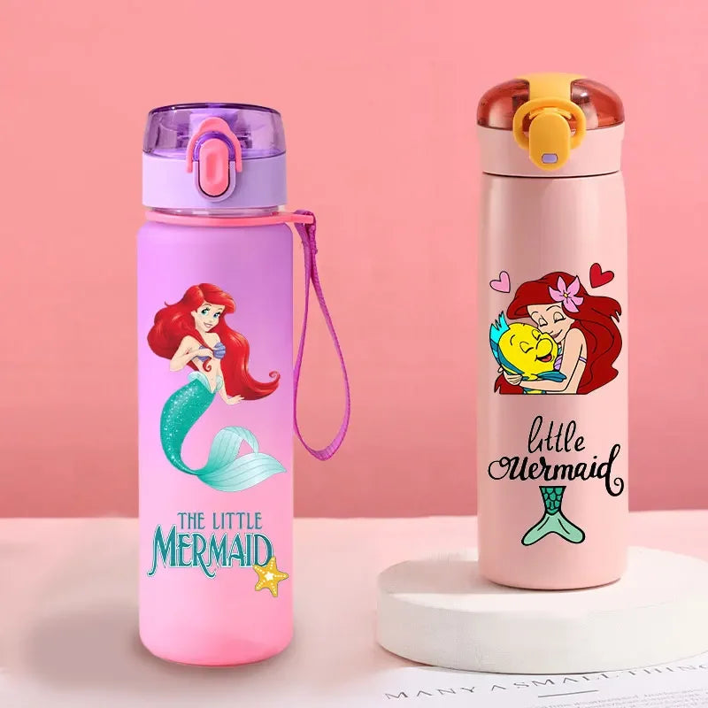 560ml Gradient Cup Little Mermaid Pink Series & 460ml Plastic Cup