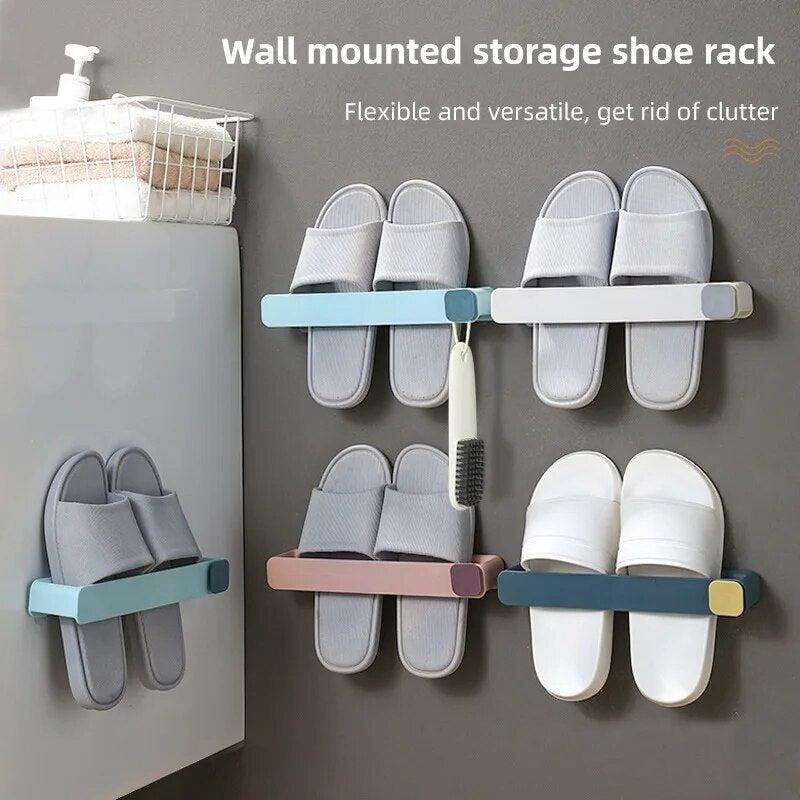 Wall Mounted Punchfree Bathroom Slipper Shelf-Storage Hooks & Racks-Arlik interiors