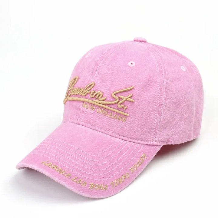 Unisex Washed Denim Baseball Caps Letter Embroidery Cap