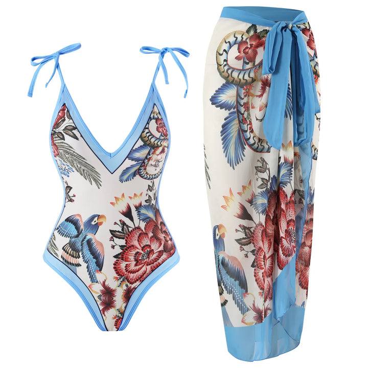 Women Bikini Set Floral Printed Ruffle Bikinis Strappy Swimwear-Swimwear-Bennys Beauty World