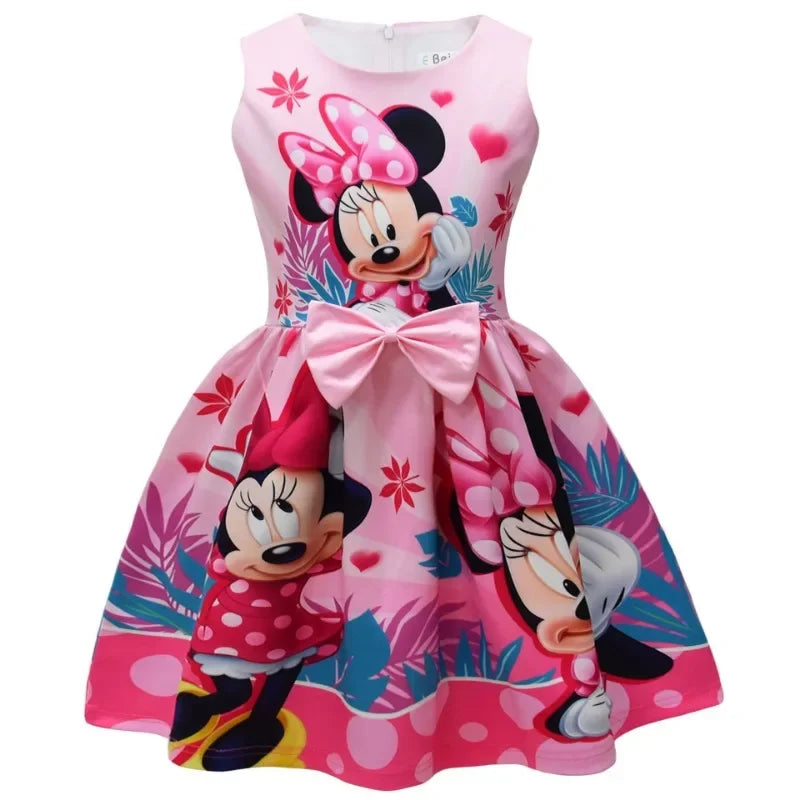 Baby Girls Sleeveless Dress Cute Cartoon Minnie Mouse Princess Dress