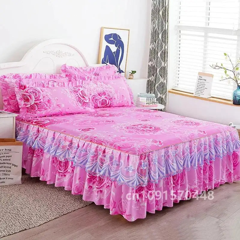 1PC Printed Bedding Set Soft Bed Skirt Bedspread Full Twin Queen King Size Bed Sheet