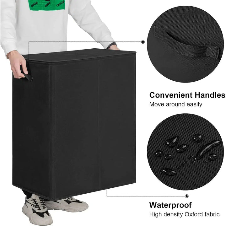 Double Laundry Hamper with Lid and Removable Laundry Bags