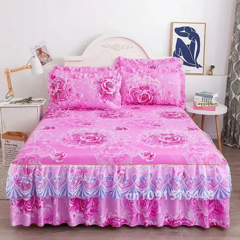 1PC Printed Bedding Set Soft Bed Skirt Bedspread Full Twin Queen King Size Bed Sheet